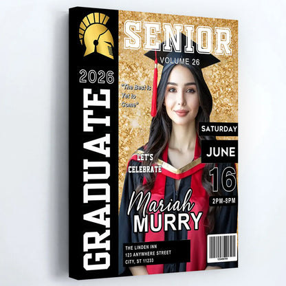 Personalized Graduation Magazine Cover Canvas / Poster - New Graduate Gift for Him or Her
