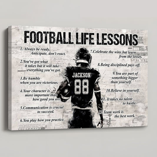 American Football Life Lessons Poster / Canvas - Personalized Custom Name Gift