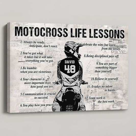 Motocross Life Lessons Poster / Canvas - Personalized Custom Name Gift