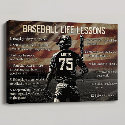 Personalized American Baseball Life Lesson Poster / Canvas - Custom Gift For Baseball Lovers