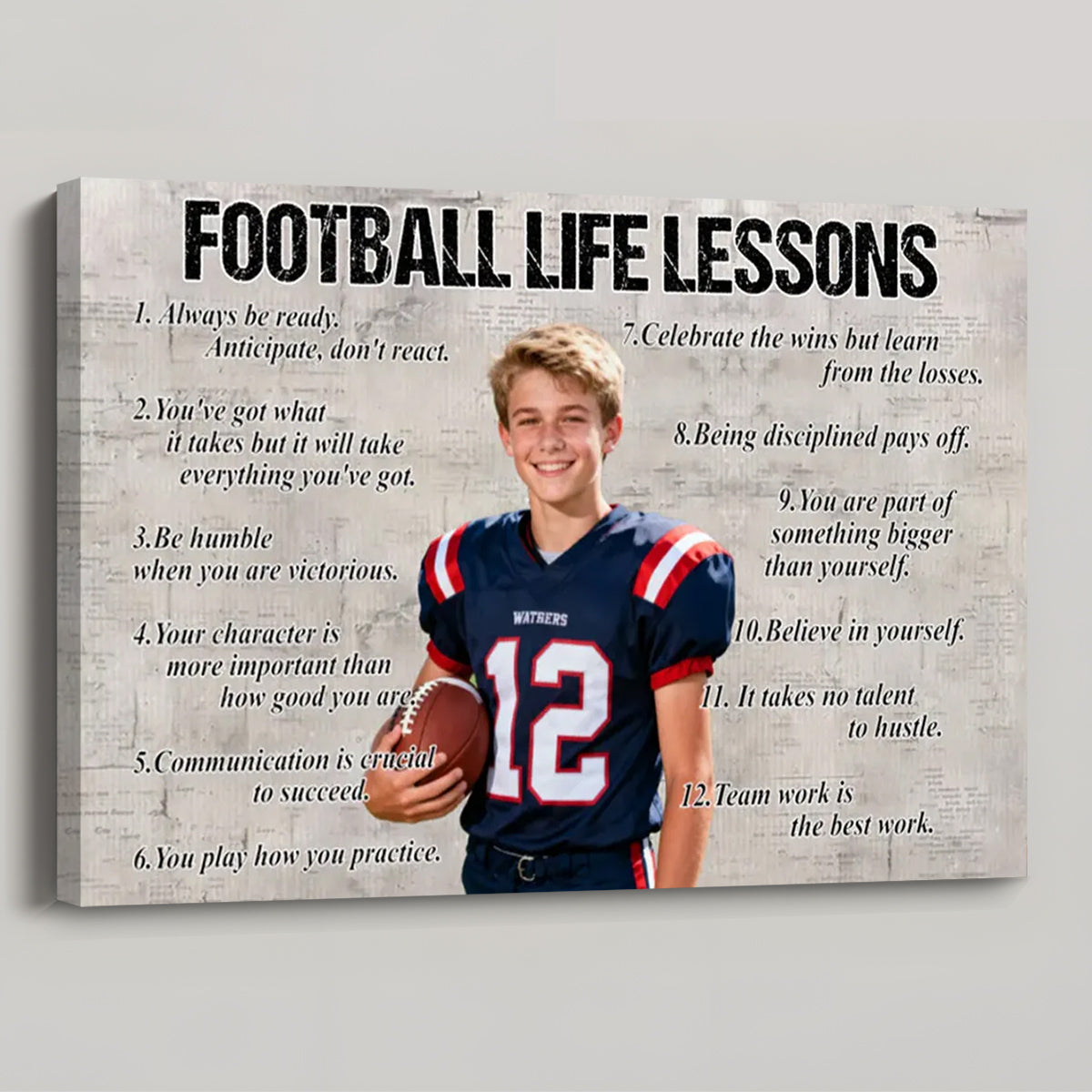 Personalized Football Life Lessons Poster / Canvas - Custom Photo Gift For Football Lovers