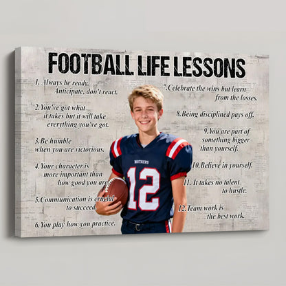 Personalized Football Life Lessons Poster / Canvas - Custom Photo Gift For Football Lovers