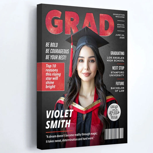 Custom Photo Magazine Cover Canvas / Poster - Personalized Graduation Gift