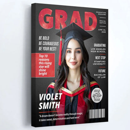 Custom Photo Magazine Cover Canvas / Poster - Personalized Graduation Gift