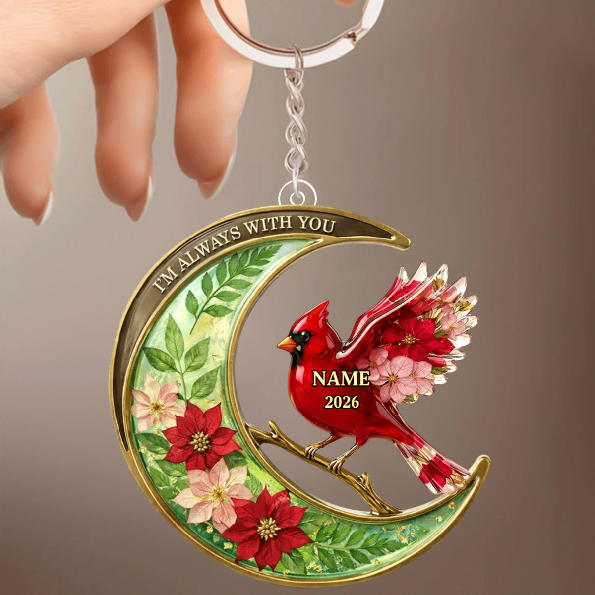 “I’m Always With You” Personalized Memorial Keychain - Sympathy Gift for Loss of Loved One