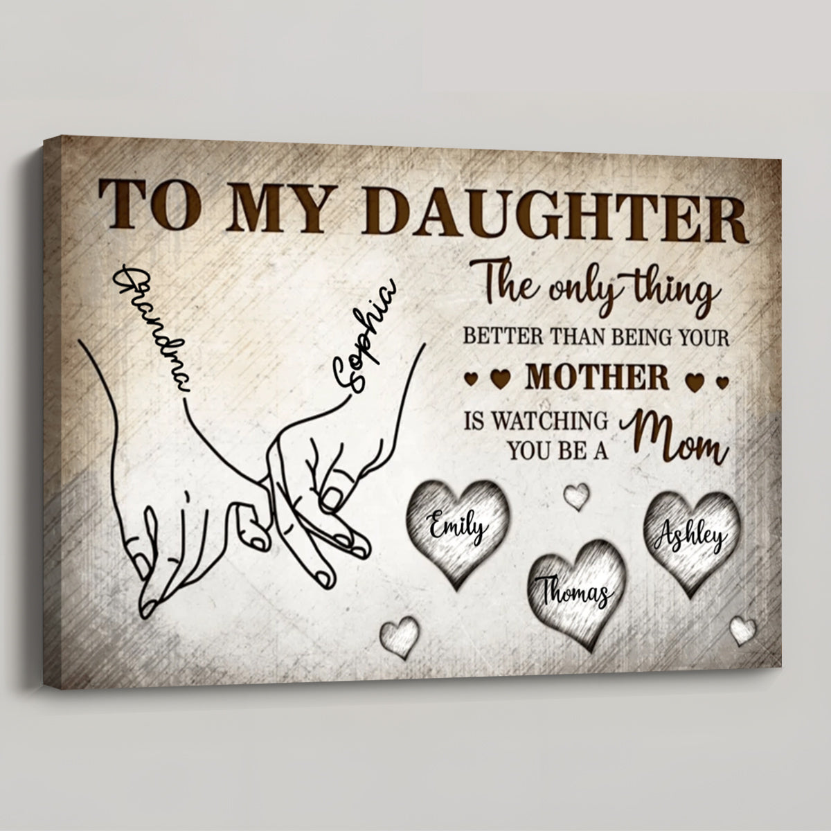 “To My Daughter” Poster / Canvas - Mom and Daughter Holding Hands Personalized Gift