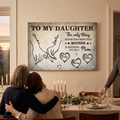“To My Daughter” Poster / Canvas - Mom and Daughter Holding Hands Personalized Gift