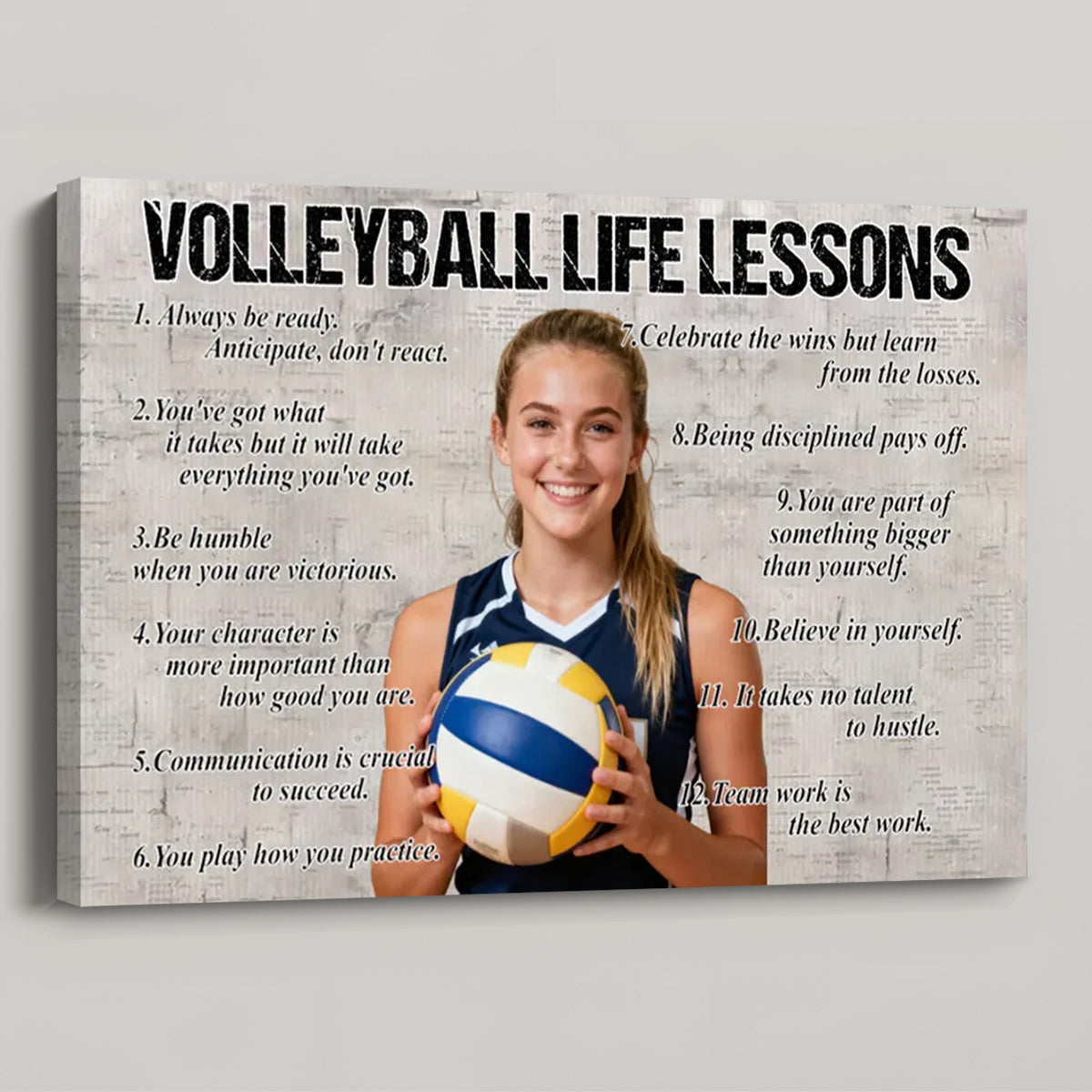 Personalized Volleyball Poster / Canvas - “Life Lessons” Custom Photo Print for Volleyball Lovers