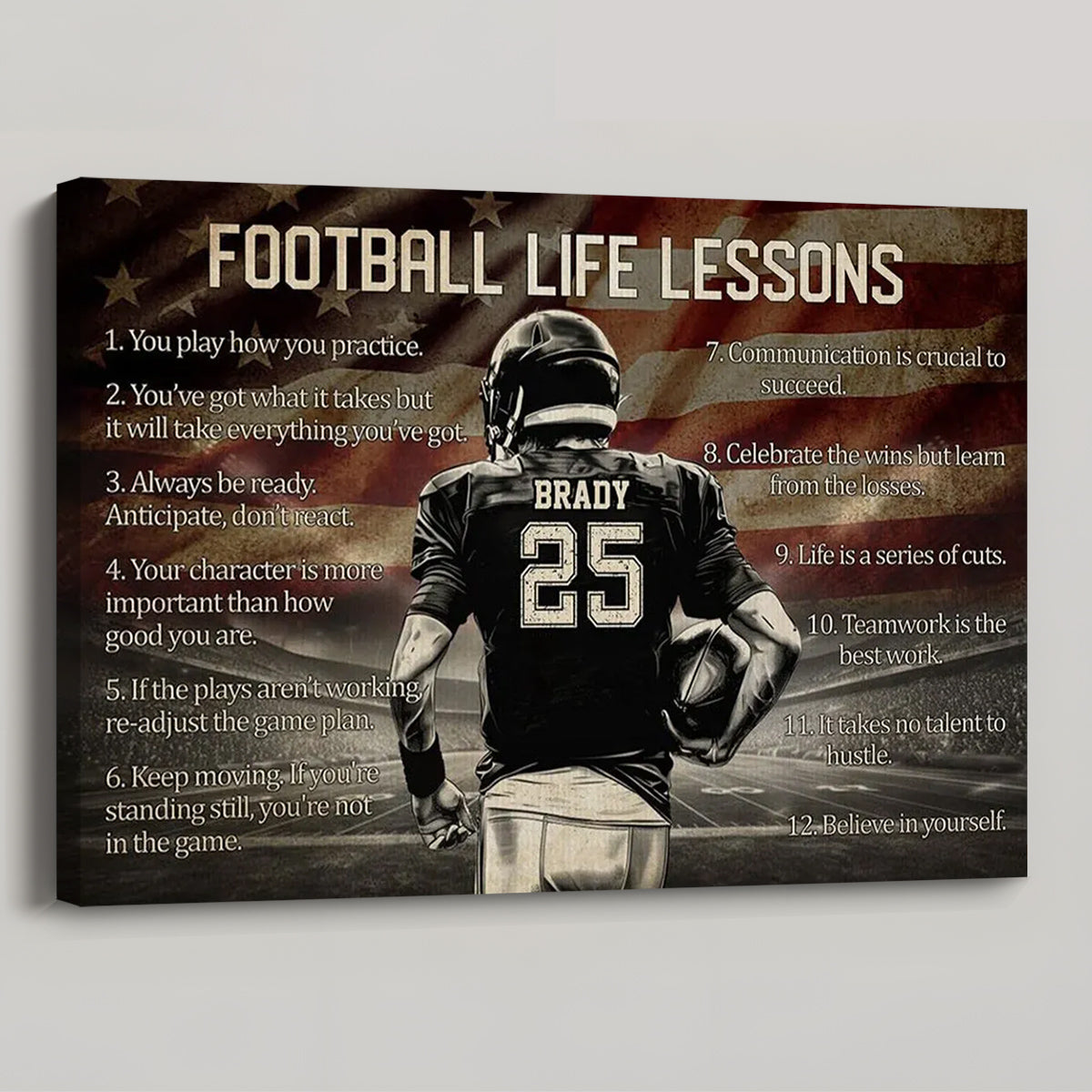 Personalized Football Life Lessons Poster / Canvas - Custom Gift For Football Lovers