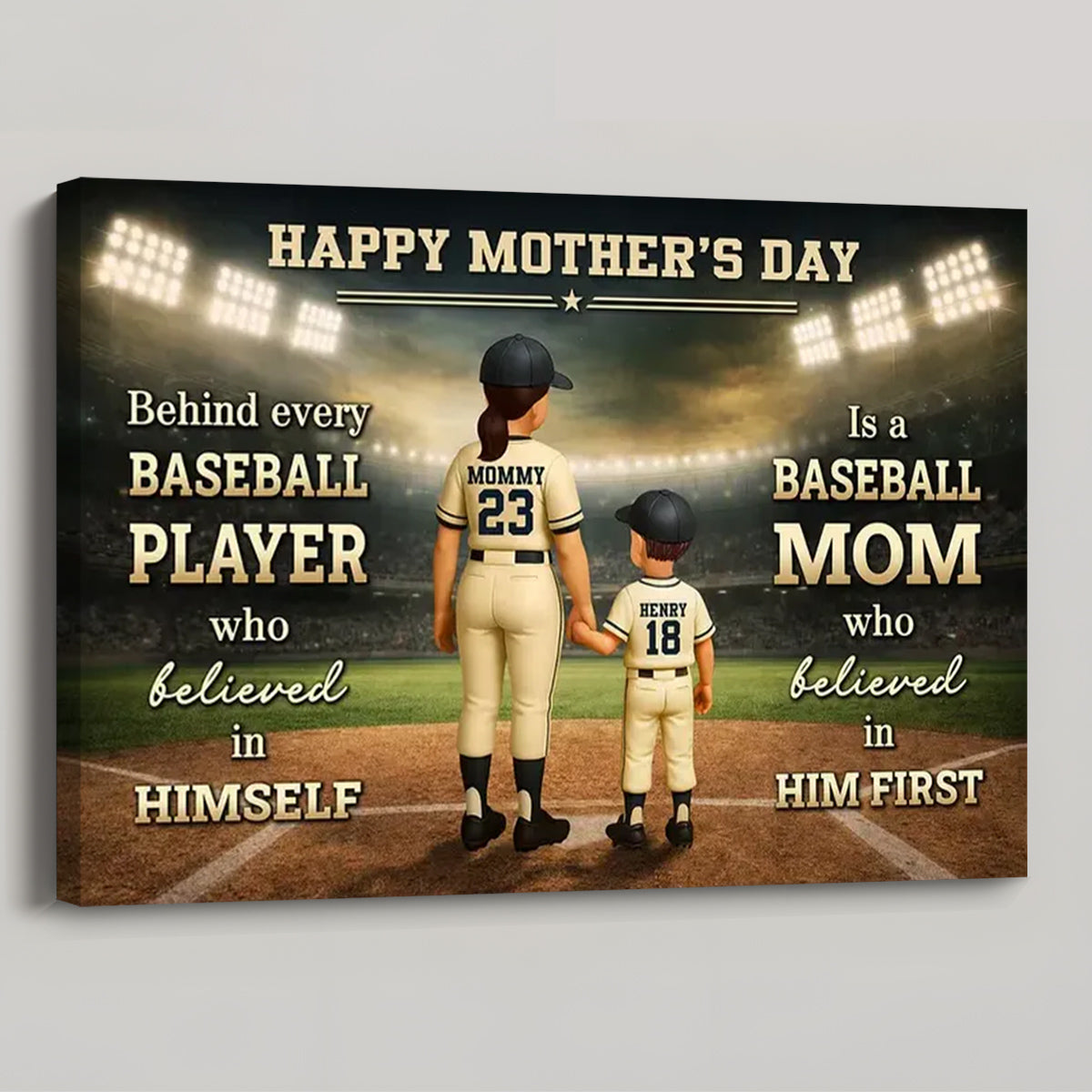 “Behind Every Baseball Player” Personalized Poster / Canvas - Heartfelt Baseball Mom Gift