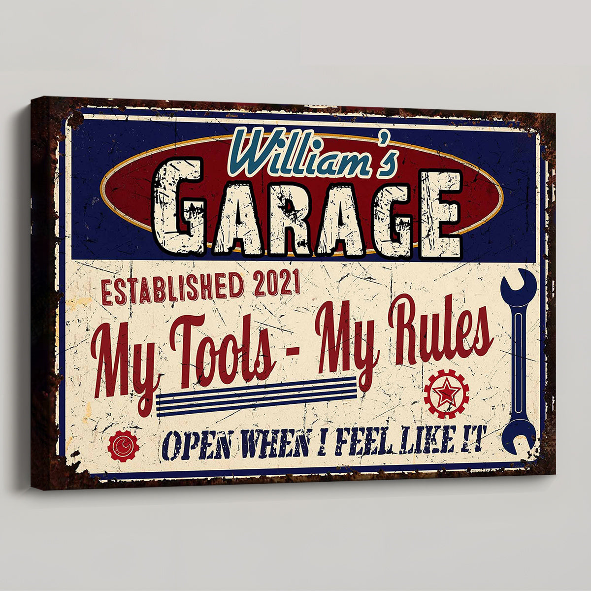 My Garage My Tools My Rules - Personalized Custom Vintage Wrench Design Poster / Canvas