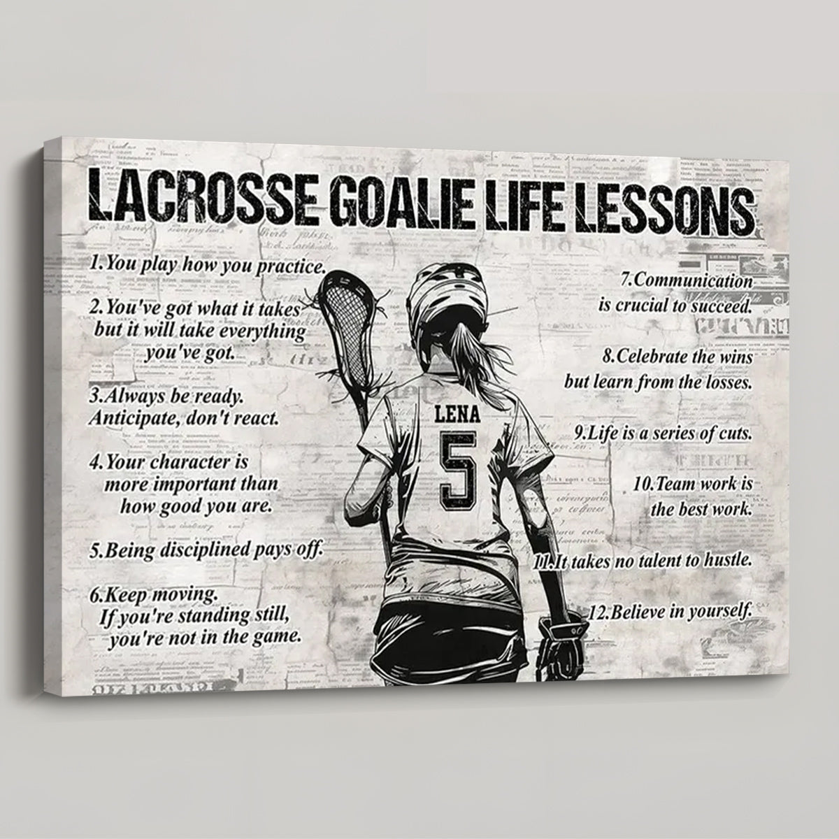 “Lacrosse Goalie Life Lessons” - Personalized Poster / Canvas Gift for Girls