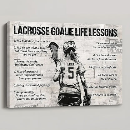 “Lacrosse Goalie Life Lessons” - Personalized Poster / Canvas Gift for Girls