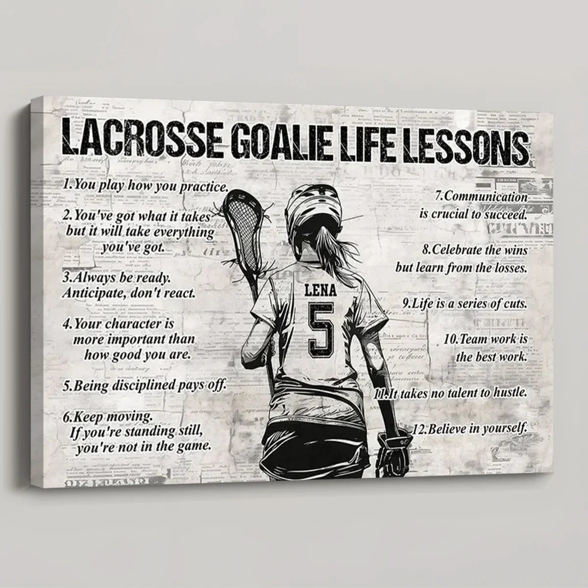 “Lacrosse Goalie Life Lessons” - Personalized Poster / Canvas Gift for Girls (Upload Photo)