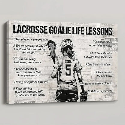 “Lacrosse Goalie Life Lessons” - Personalized Poster / Canvas Gift for Girls (Upload Photo)