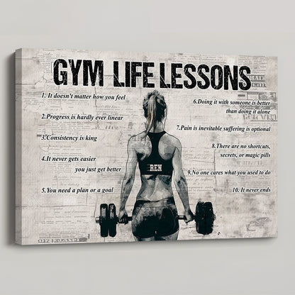 Personalized Gym Life Lessons Poster / Canvas - Custom Gift for Fitness Lovers