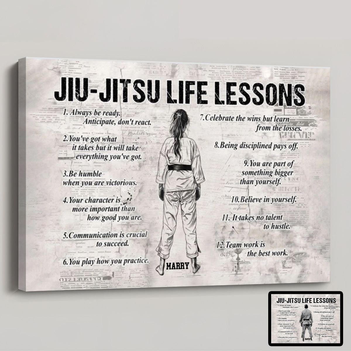 Personalized Jiu-Jitsu Life Lessons Poster / Canvas - Custom Gift For Jiu-Jitsu Lovers