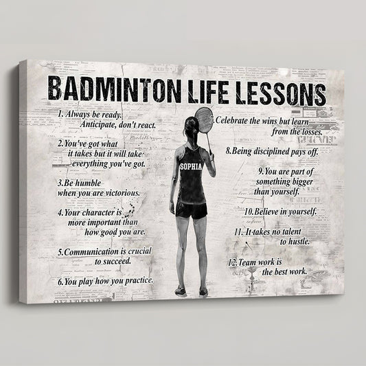 Personalized Badminton Life Lessons Poster / Canvas - Custom Gift For Badminton Lovers