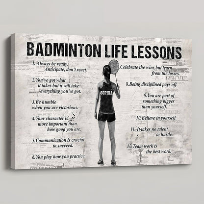 Personalized Badminton Life Lessons Poster / Canvas - Custom Gift For Badminton Lovers