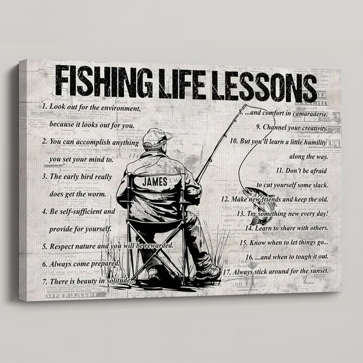 Personalized Fishing Life Lessons Poster / Canvas - Custom Gift For Fishing Lovers