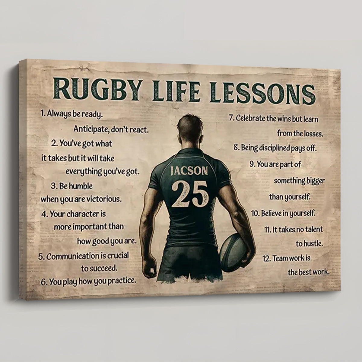 “Rugby Life Lessons” - Personalized Custom Photo Canvas / Poster