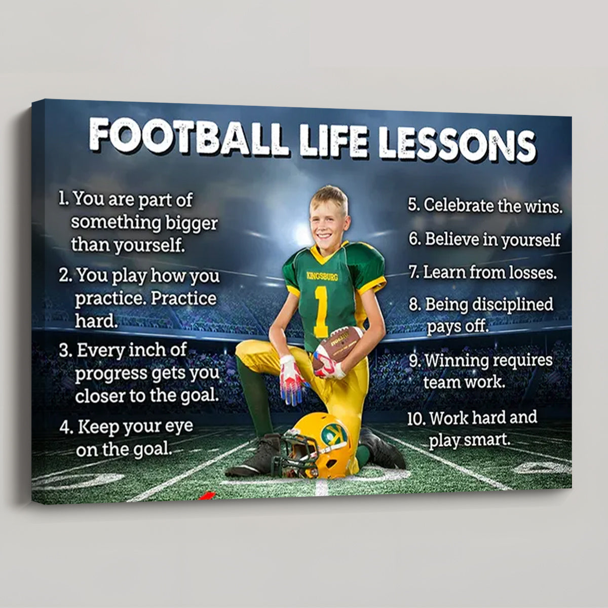 American Football Life Lessons - Personalized Custom Photo Poster / Canvas