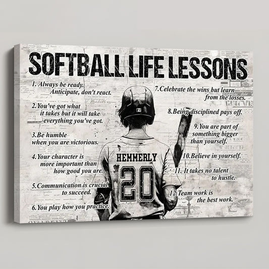 Personalized Softball Life Lessons Poster / Canvas - Custom Gift For Softball Lovers