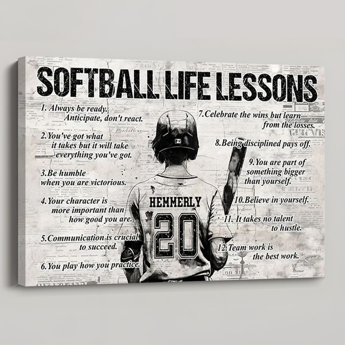 Personalized Softball Life Lessons Poster / Canvas - Custom Gift For Softball Lovers