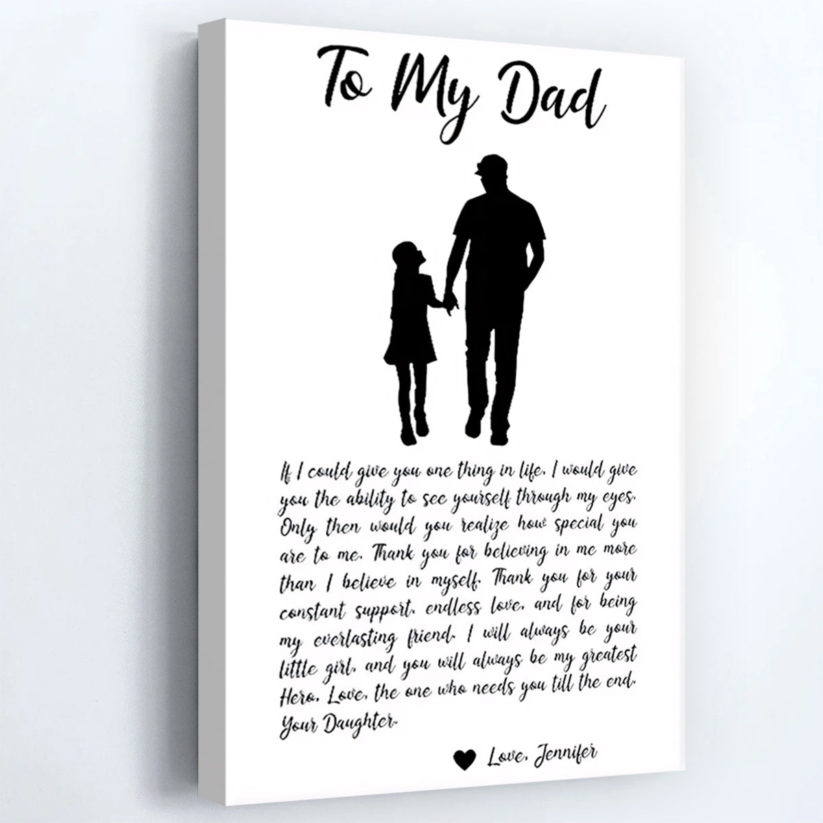 “To My Dad” Personalized Canvas / Poster - Custom Sentimental Gift from Daughter