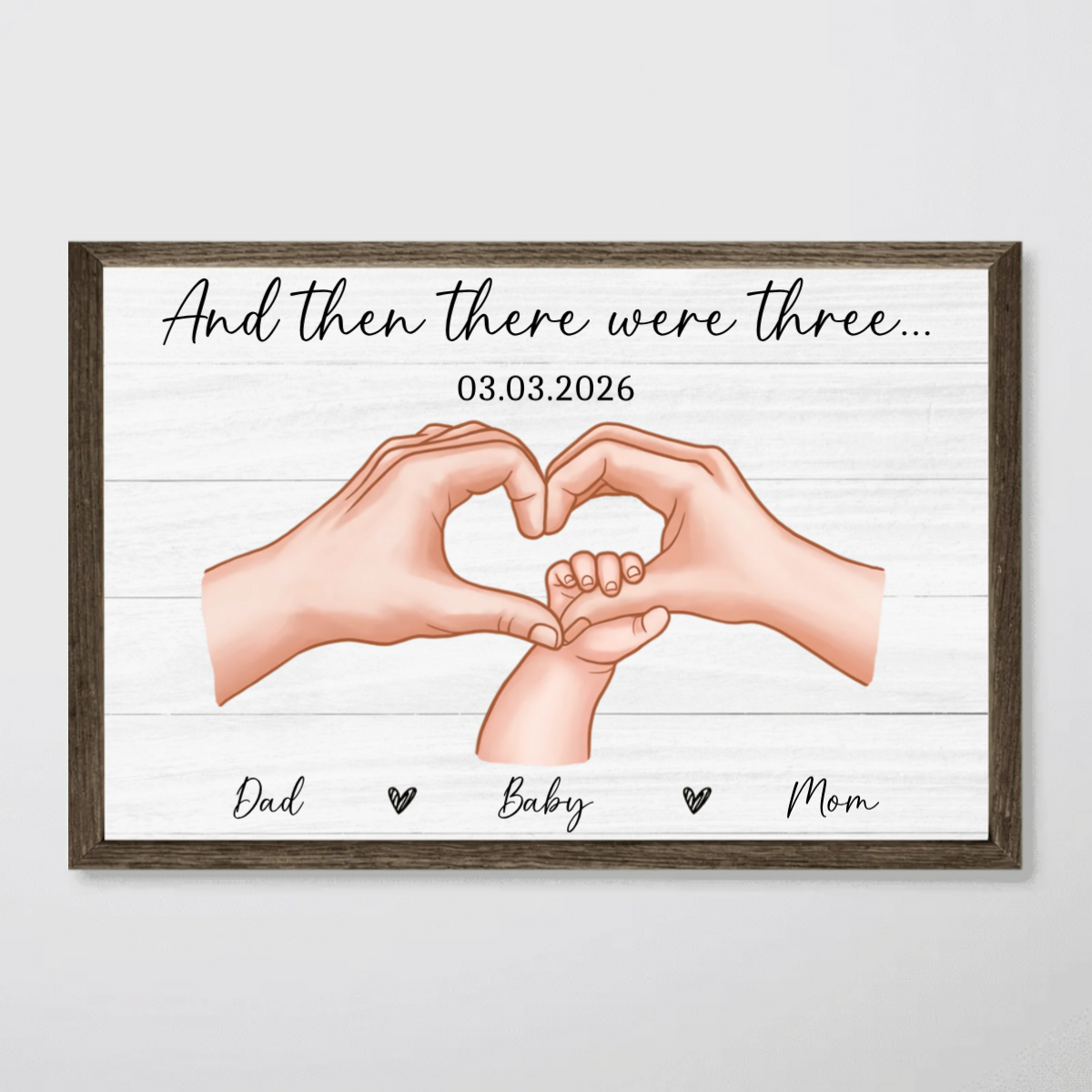 Family of Three Personalized Poster / Canvas - Heartfelt Gift for New Parents