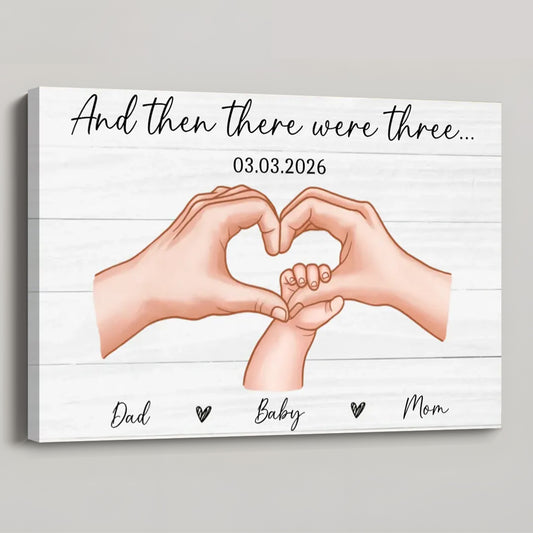 Family of Three Personalized Poster / Canvas - Heartfelt Gift for New Parents