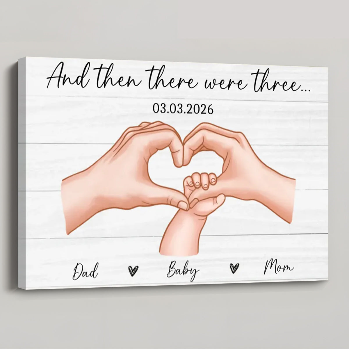 Family of Three Personalized Poster / Canvas - Heartfelt Gift for New Parents