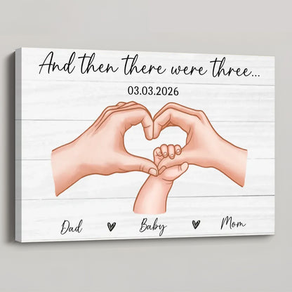 Family of Three Personalized Poster / Canvas - Heartfelt Gift for New Parents