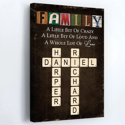 A Whole Lot Of Love - Personalized Family Crossword Canvas / Poster