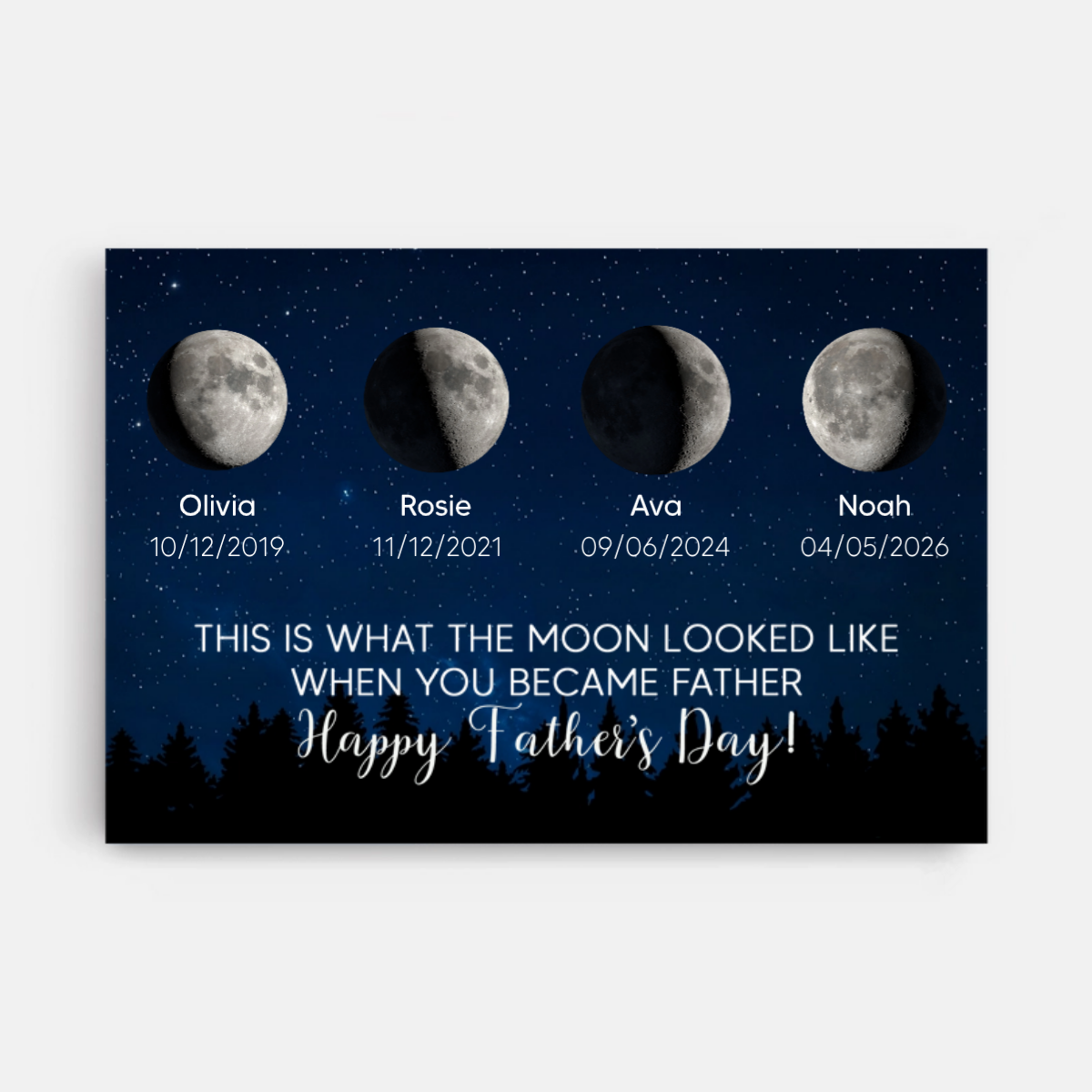 Personalized Moon Phases Canvas / Poster - Custom Father’s Day Gift