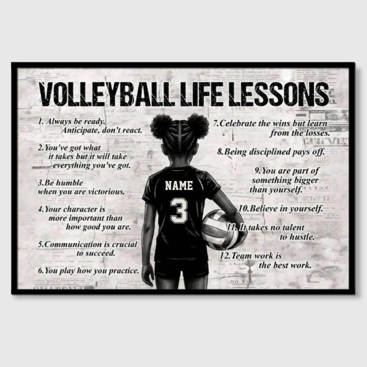 Volleyball Life Lessons - Personalized Canvas / Poster for Kids