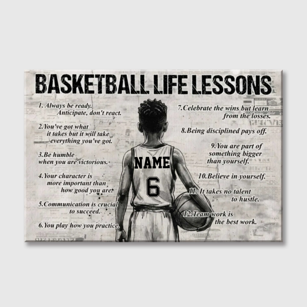 Basketball Life Lessons - Personalized Canvas / Poster for Kids