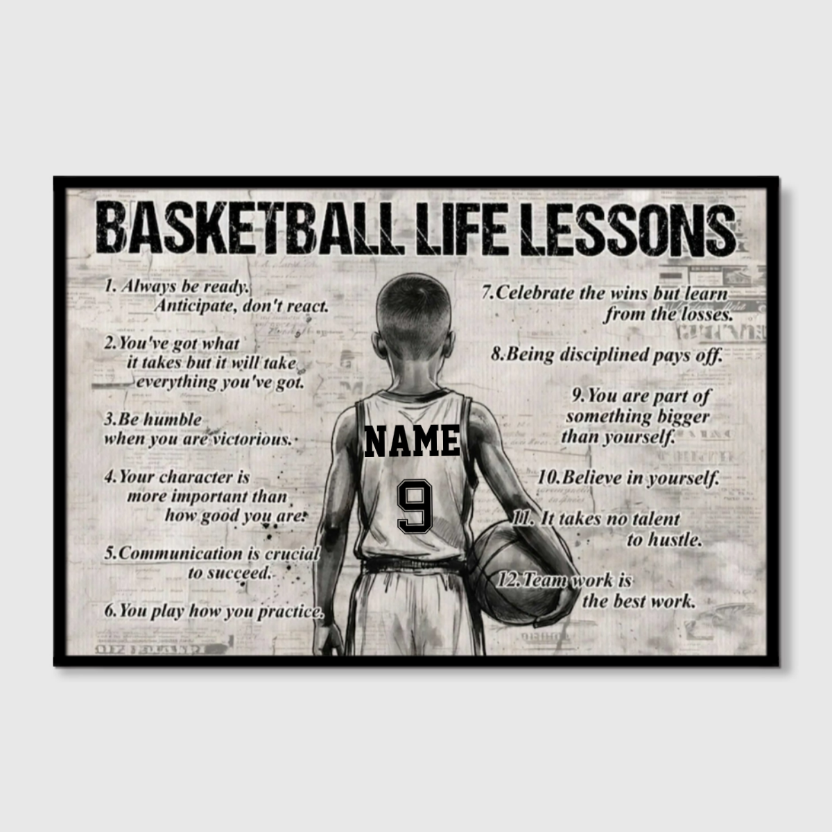 Basketball Life Lessons - Personalized Canvas / Poster for Kids