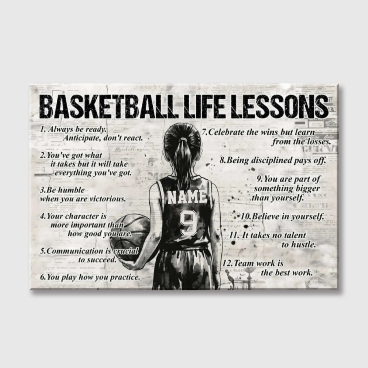 Basketball Life Lessons - Personalized Canvas / Poster for Kids
