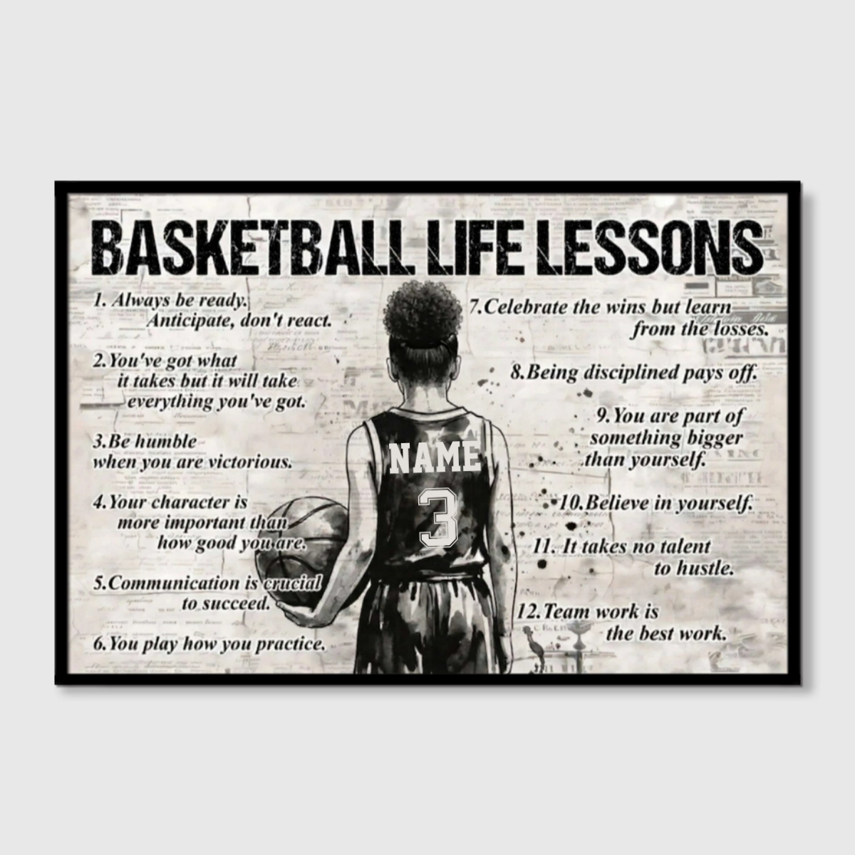 Basketball Life Lessons - Personalized Canvas / Poster for Kids