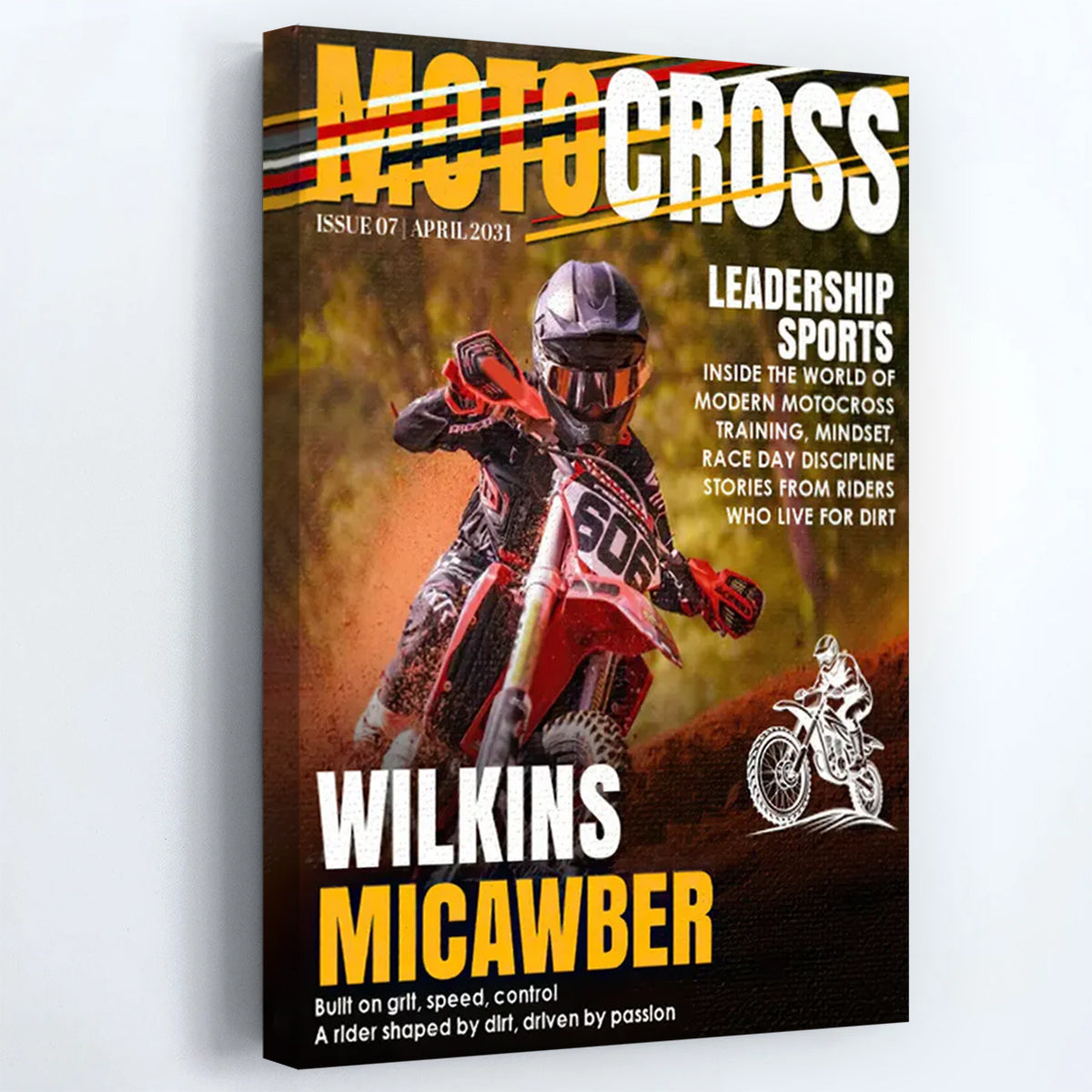 Personalized Motocross Magazine Cover Poster / Canvas - Custom Dirt Bike Rider Photo Gift for MX Lovers