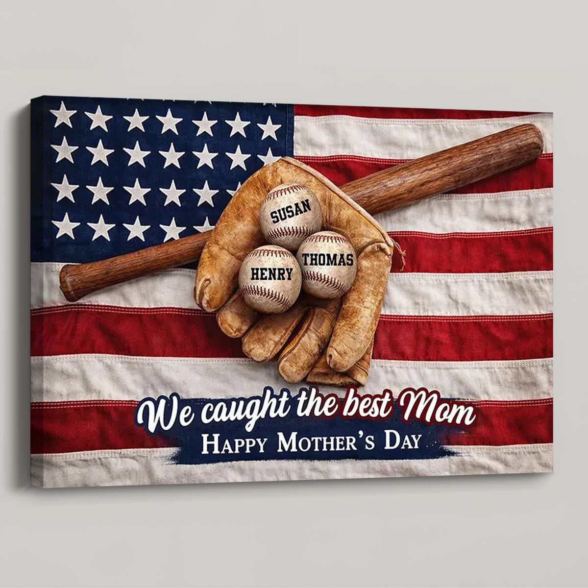 We Caught The Best Mom - Personalized Nation Flag Baseball Poster / Canvas