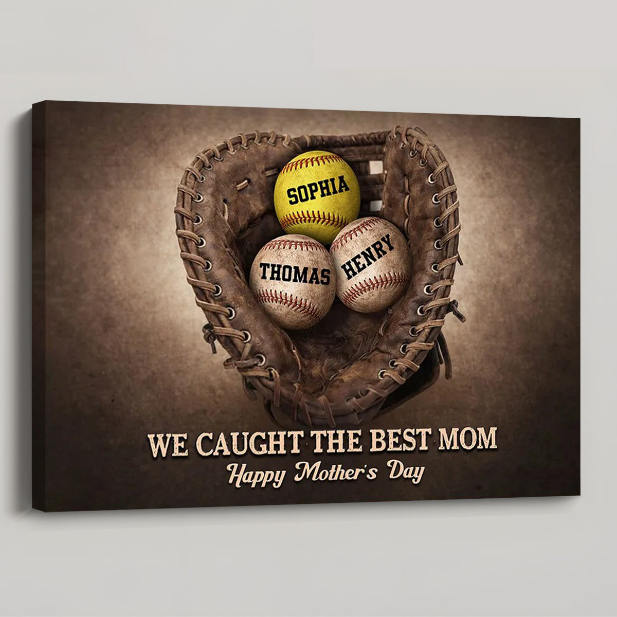 We Caught The Best Mom - Personalized Baseball Gloves Poster / Canvas