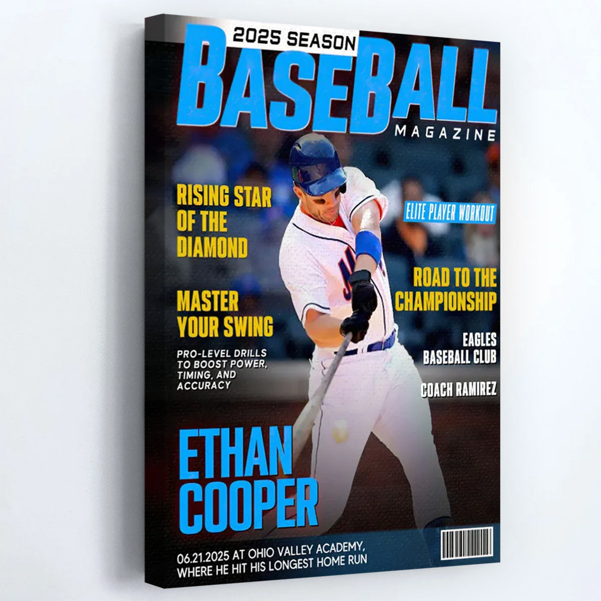 Personalized Baseball Magazine Cover - “Player of the Year” Custom Sports Poster / Canvas