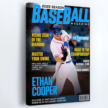 Personalized Baseball Magazine Cover - “Player of the Year” Custom Sports Poster / Canvas