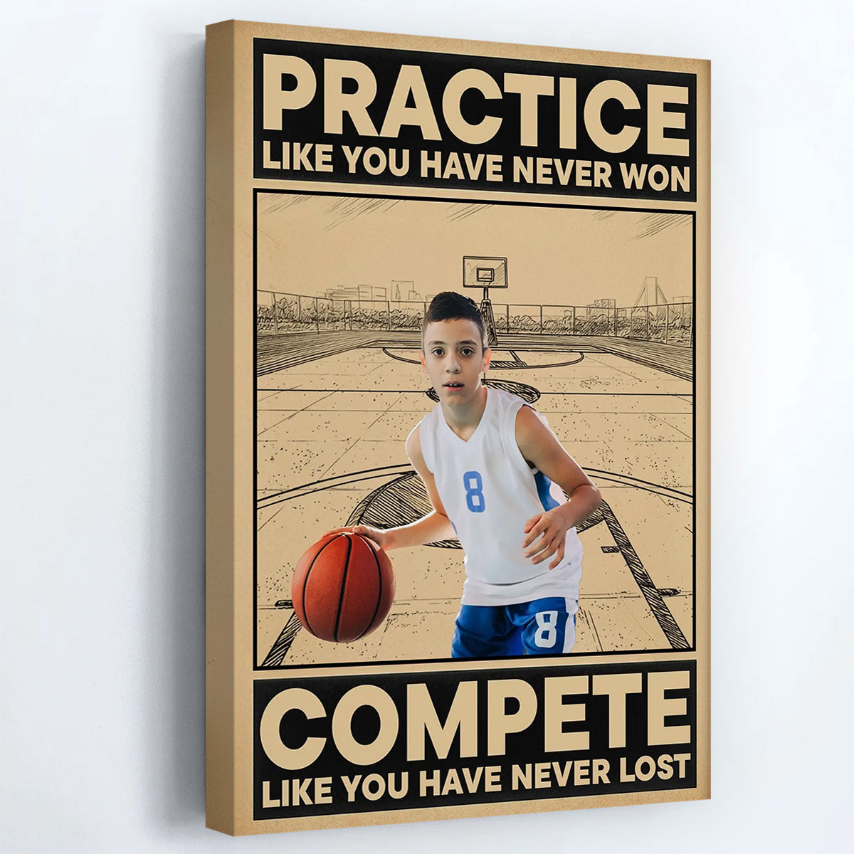 Practice Like You Have Never Won - Personalized Basketball Photo Poster / Canvas