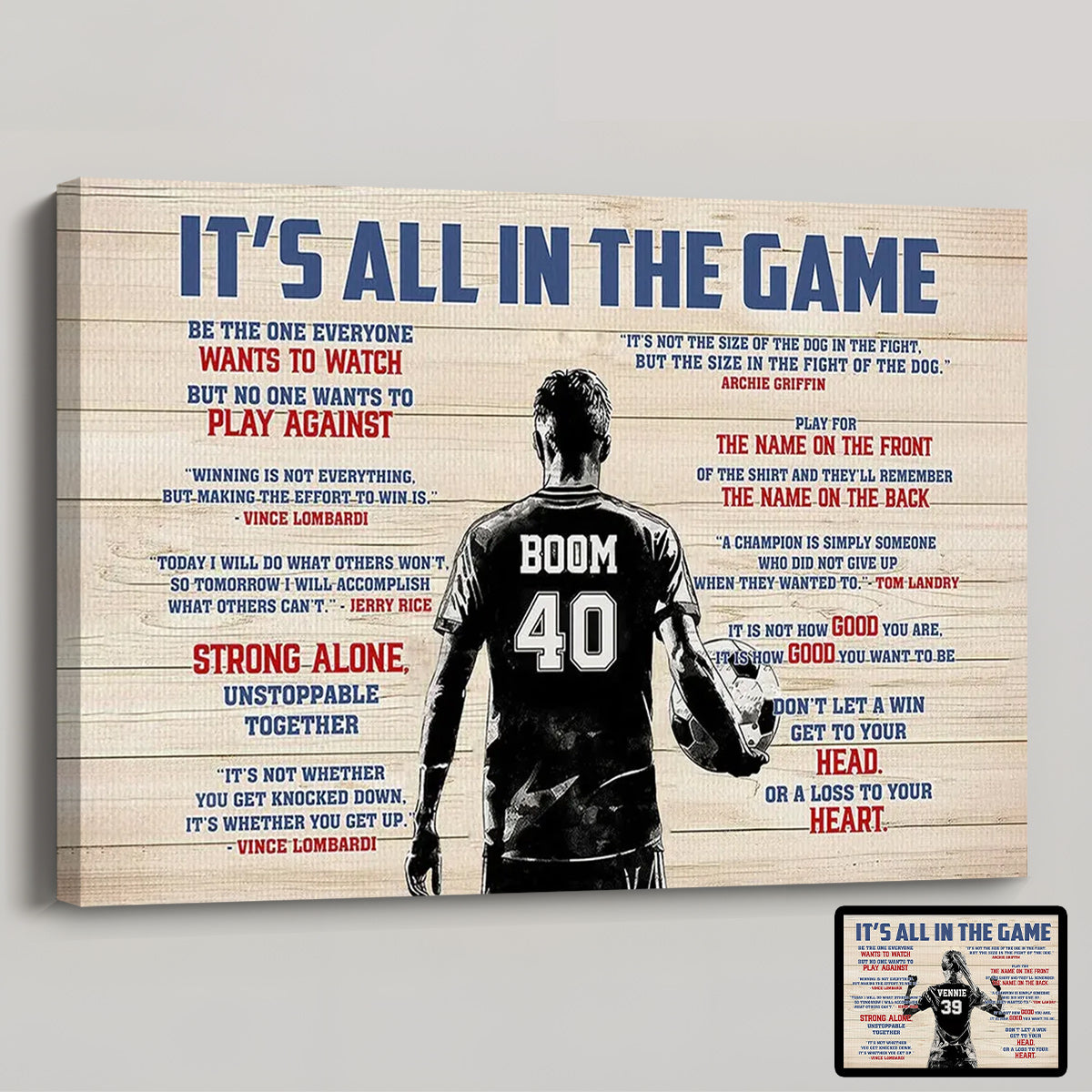 “It’s All In The Game” Personalized Soccer Poster / Canvas - Custom Gift for Boy & Girl Players