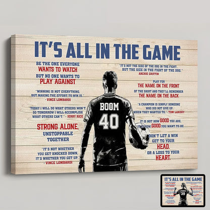 “It’s All In The Game” Personalized Soccer Poster / Canvas - Custom Gift for Boy & Girl Players