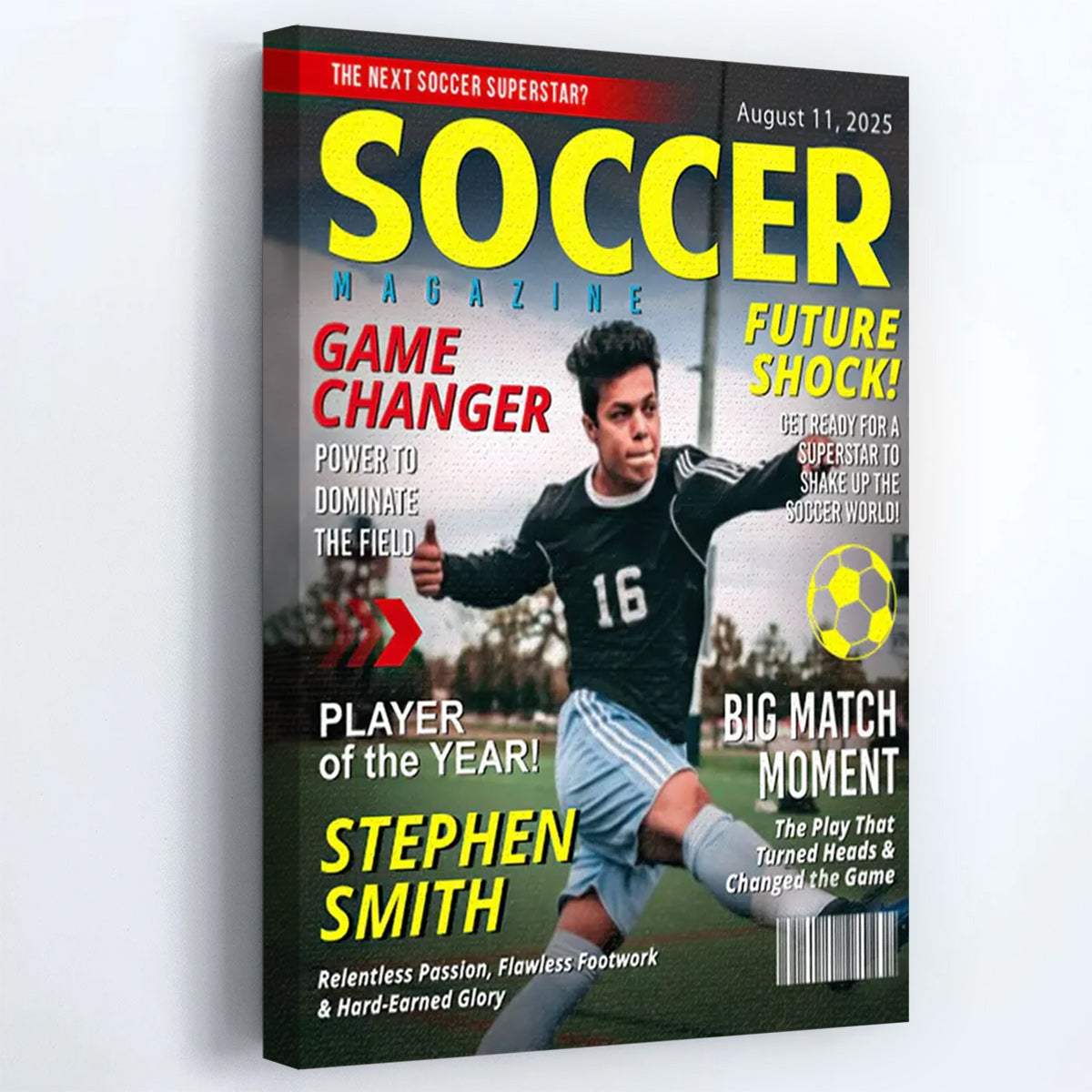 Personalized Soccer Magazine Cover Poster / Canvas - Custom Gift for Soccer Fans