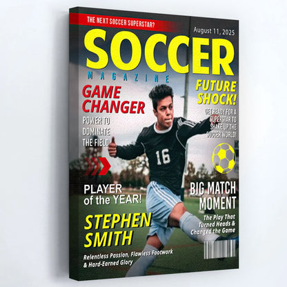 Personalized Soccer Magazine Cover Poster / Canvas - Custom Gift for Soccer Fans